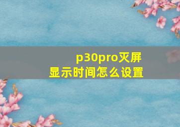 p30pro灭屏显示时间怎么设置