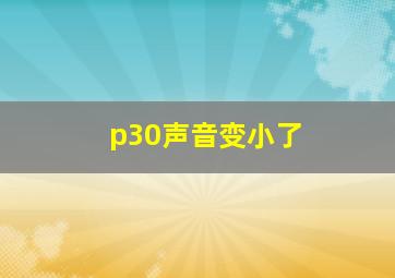 p30声音变小了