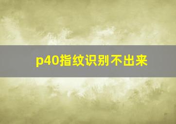 p40指纹识别不出来