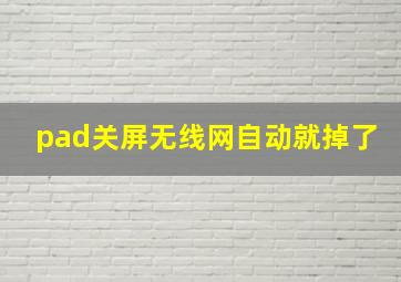 pad关屏无线网自动就掉了