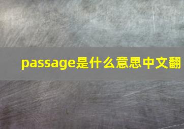 passage是什么意思中文翻