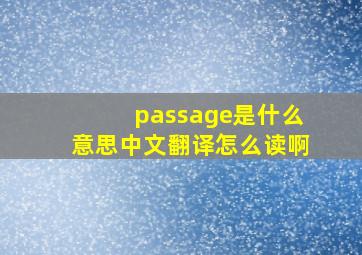 passage是什么意思中文翻译怎么读啊