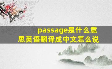 passage是什么意思英语翻译成中文怎么说