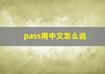 pass用中文怎么说