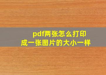 pdf两张怎么打印成一张图片的大小一样