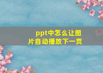 ppt中怎么让图片自动播放下一页