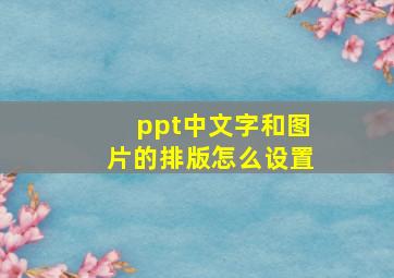 ppt中文字和图片的排版怎么设置