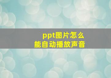 ppt图片怎么能自动播放声音