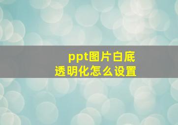 ppt图片白底透明化怎么设置