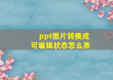 ppt图片转换成可编辑状态怎么弄