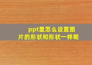 ppt里怎么设置图片的形状和形状一样呢