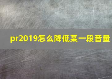 pr2019怎么降低某一段音量