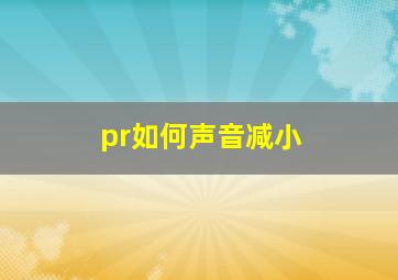 pr如何声音减小