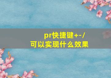 pr快捷键+-/可以实现什么效果