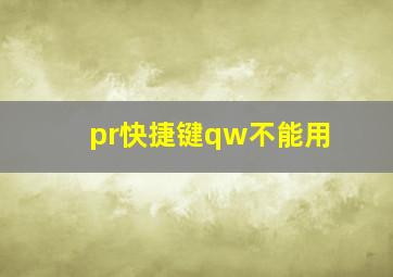 pr快捷键qw不能用