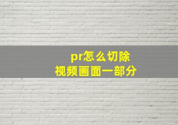 pr怎么切除视频画面一部分