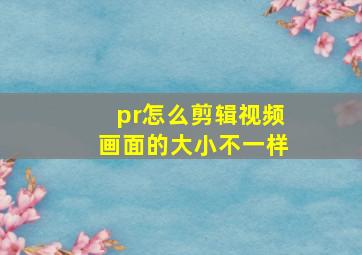 pr怎么剪辑视频画面的大小不一样