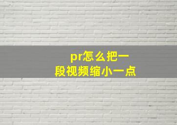 pr怎么把一段视频缩小一点