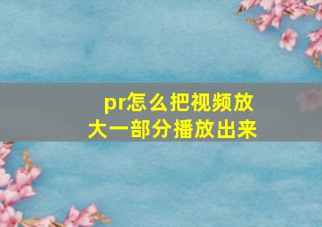 pr怎么把视频放大一部分播放出来