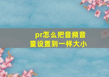 pr怎么把音频音量设置到一样大小