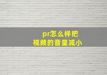 pr怎么样把视频的音量减小