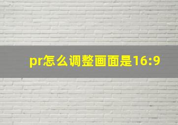 pr怎么调整画面是16:9