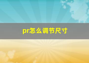 pr怎么调节尺寸