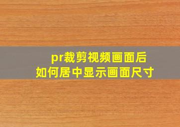 pr裁剪视频画面后如何居中显示画面尺寸