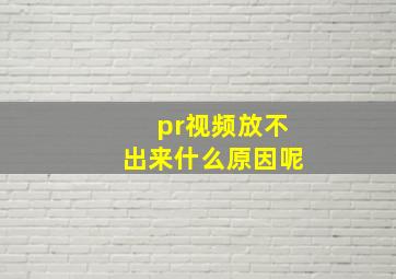 pr视频放不出来什么原因呢