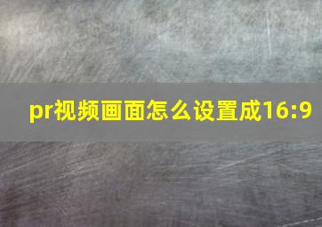 pr视频画面怎么设置成16:9