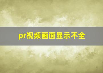 pr视频画面显示不全