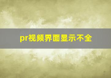 pr视频界面显示不全