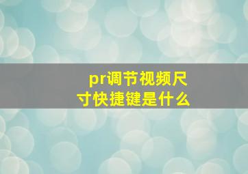 pr调节视频尺寸快捷键是什么