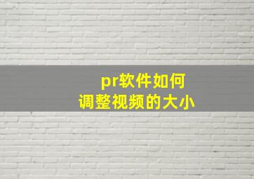 pr软件如何调整视频的大小