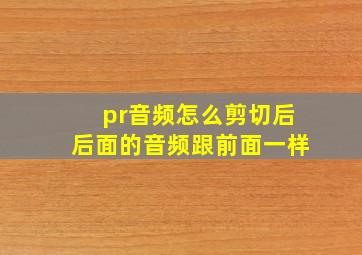 pr音频怎么剪切后后面的音频跟前面一样