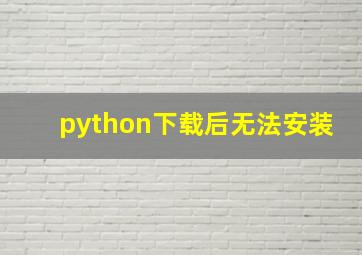 python下载后无法安装