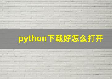 python下载好怎么打开