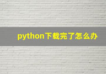 python下载完了怎么办