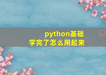 python基础学完了怎么用起来