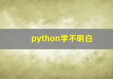 python学不明白