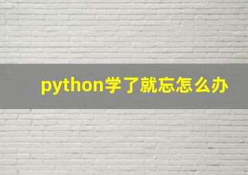 python学了就忘怎么办