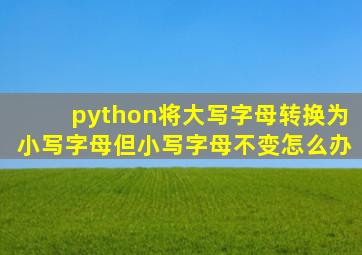 python将大写字母转换为小写字母但小写字母不变怎么办