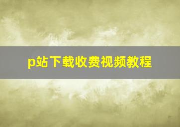 p站下载收费视频教程