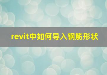 revit中如何导入钢筋形状