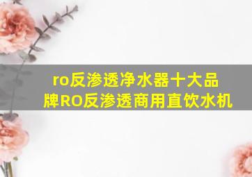 ro反渗透净水器十大品牌RO反渗透商用直饮水机