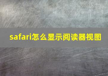 safari怎么显示阅读器视图