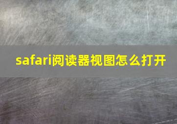 safari阅读器视图怎么打开