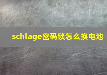 schlage密码锁怎么换电池