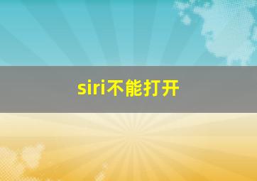 siri不能打开