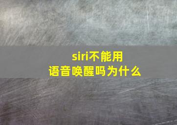 siri不能用语音唤醒吗为什么